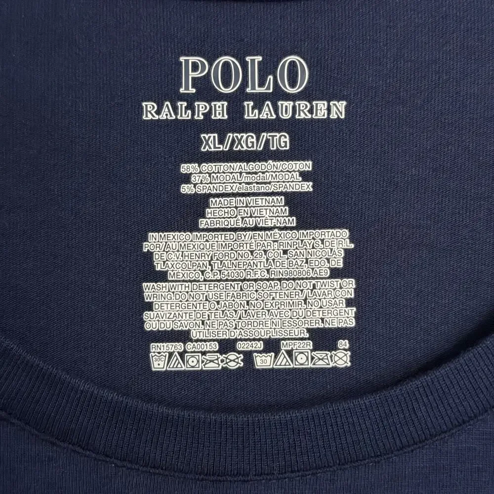 Polo Ralph Lauren T-Shirt Men's XL Crew Neck Long Sleeve Blue NWT